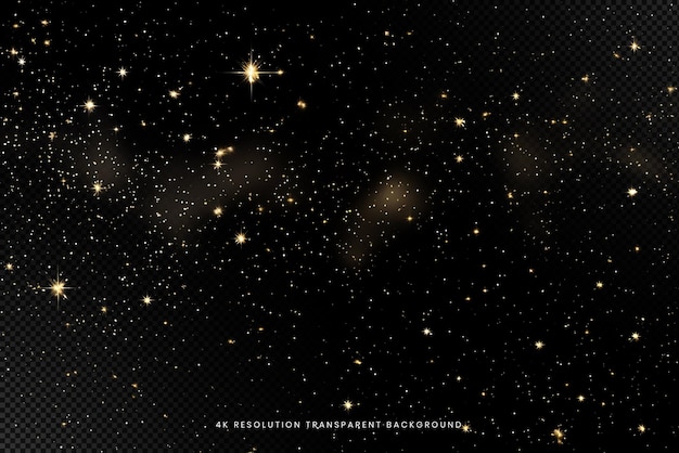 Cielo estrellado y brillante sobre fondo transparente