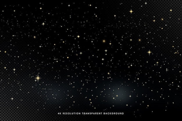 Cielo estrellado y brillante sobre fondo transparente