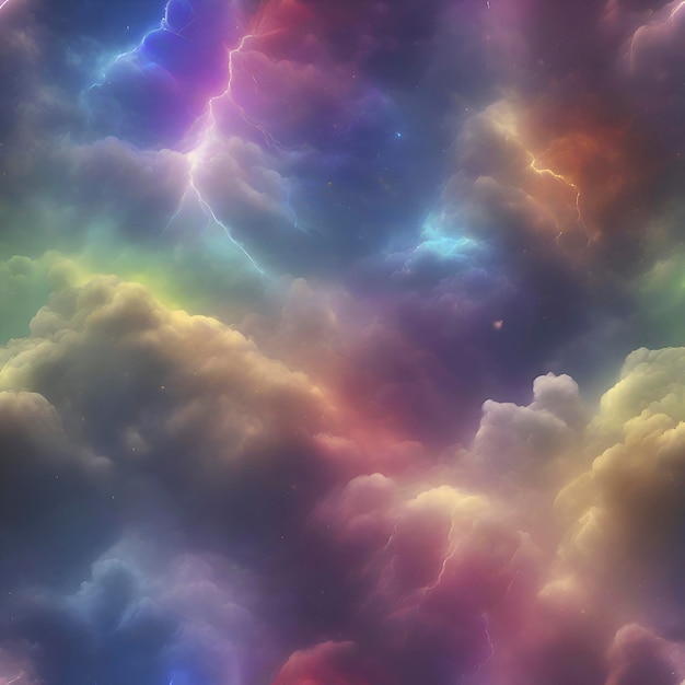 PSD el cielo de la nebulosa del arco iris y el trueno fondo colorido aigenerado