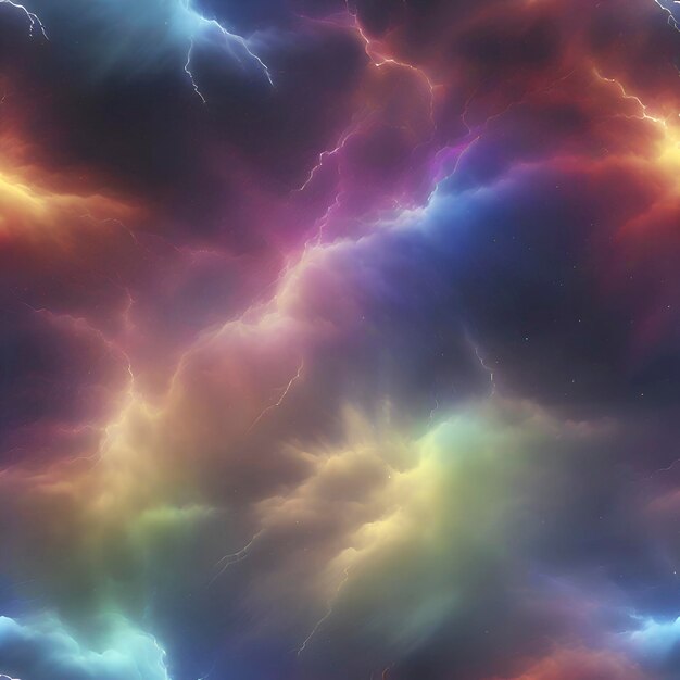 PSD el cielo de la nebulosa del arco iris y el trueno fondo colorido aigenerado