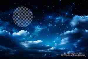PSD cielo nocturno azul oscuro negro con estrellas cúmulos blancos un lienzo celestial fondo transparente