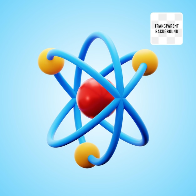 ciencia atómica lección de física clase de educación 3d icono ilustración diseño de renderización