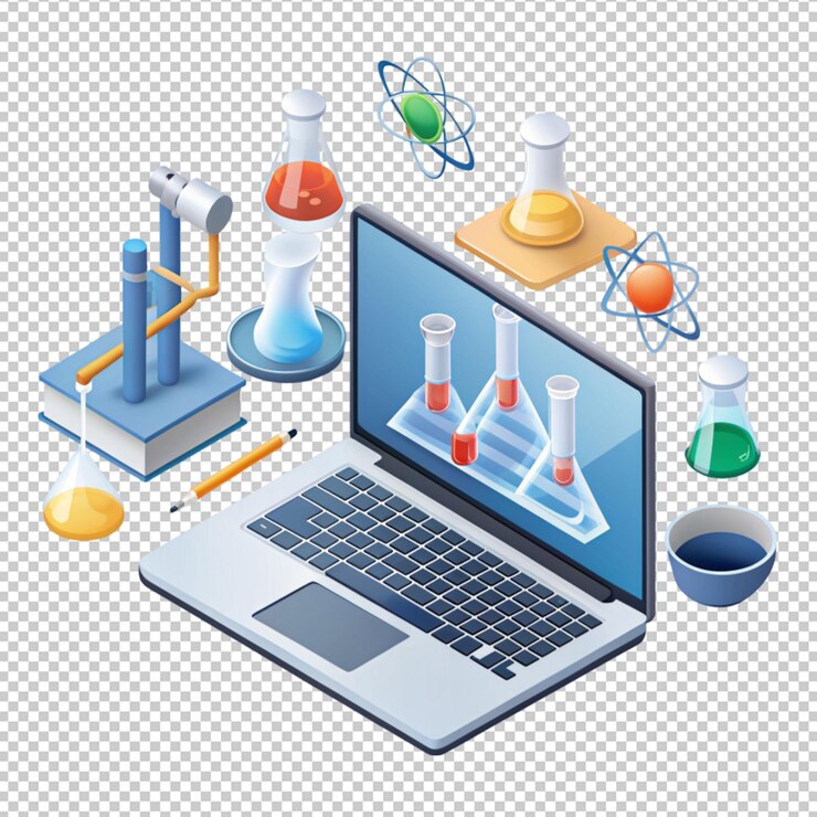 PSD ciencia en línea composición isométrica aislada en un fondo transparente
