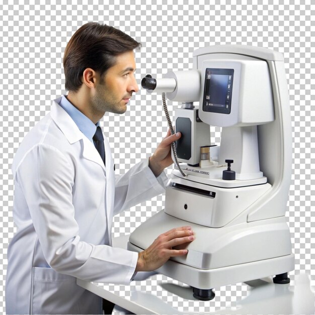 Científico mirando a través del estilo del microscopio