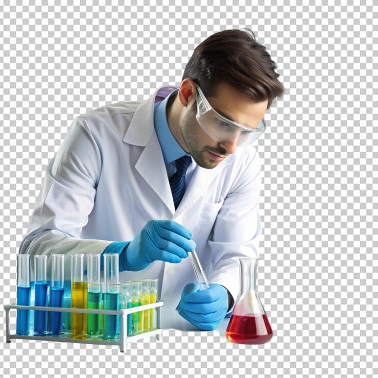 PSD científico trabajando en un laboratorio