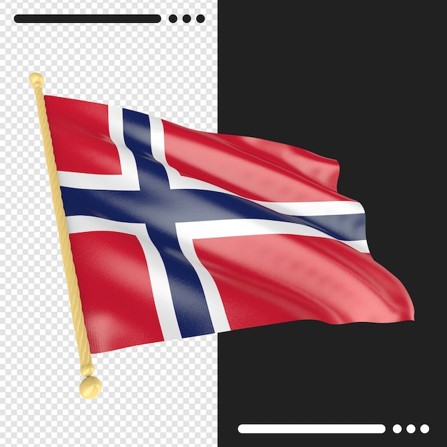 PSD ciérrese para arriba en la representación de la bandera de noruega aislada