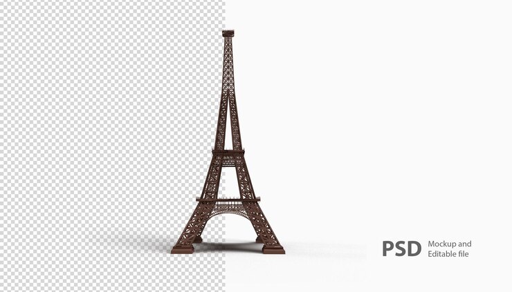 PSD ciérrese para arriba en una representación de la torre eiffel aislada