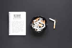 PSD cigarettes cassées à plat dans le cendrier