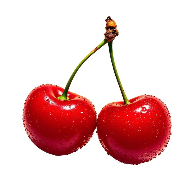 ciliegie con gocce d'acqua sulla loro pelle ai generato png sfondo trasparente