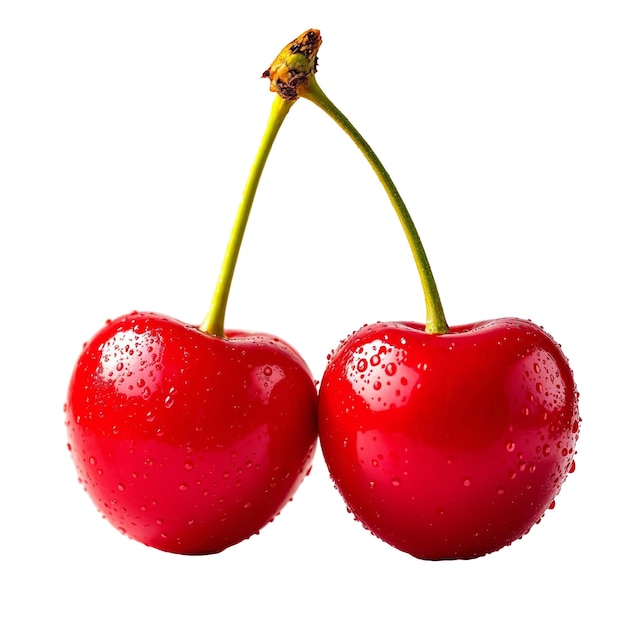 ciliegie con gocce d'acqua sulla loro pelle ai generato png sfondo trasparente
