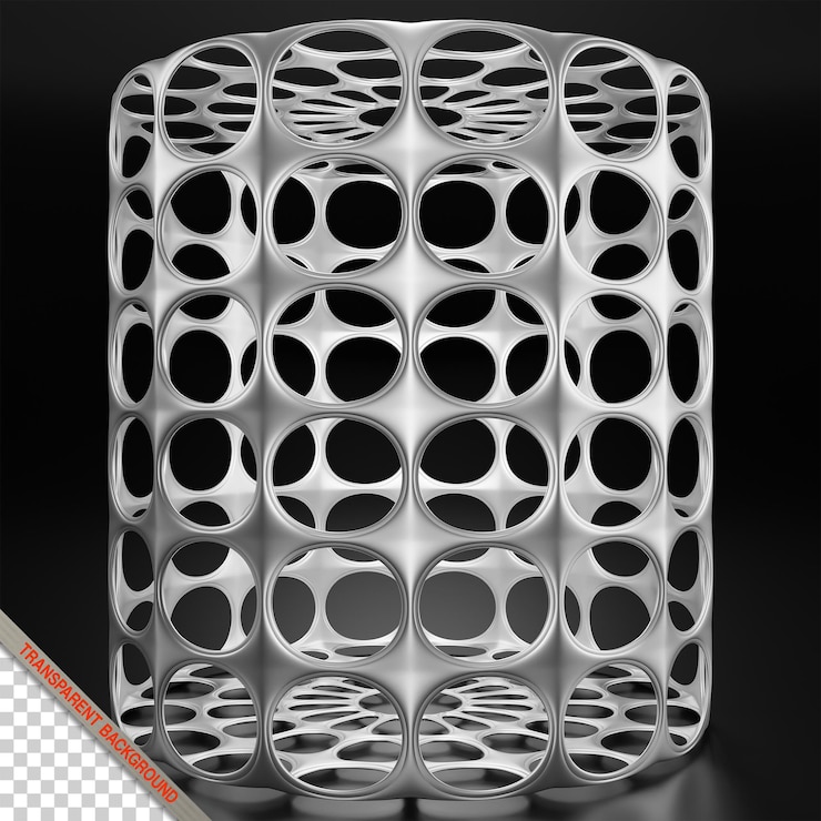 PSD cilindro 3d de metal cromado abstracto