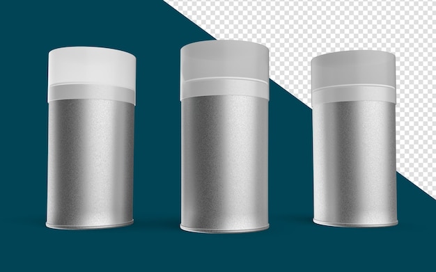 PSD cilindro de jarro de metal áspero realista ilustração 3d de recipiente de forma