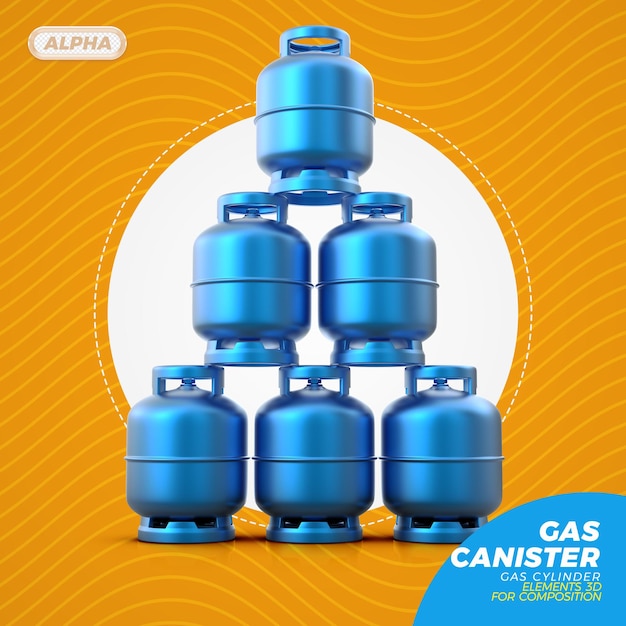 Cilindro de gas en 3D rendering aislado