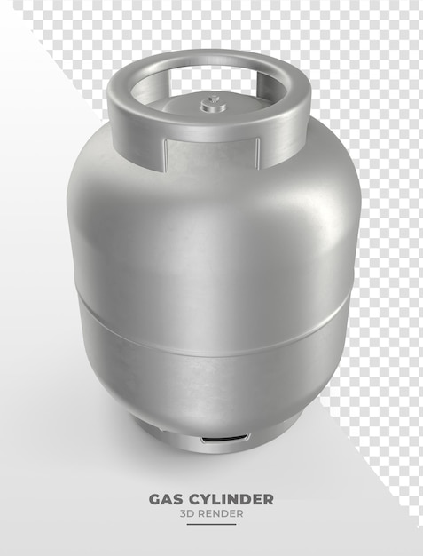 Cilindro de gas aislado sobre fondo transparente en render 3d realista