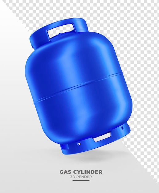 Cilindro de gas aislado sobre fondo transparente en render 3d realista