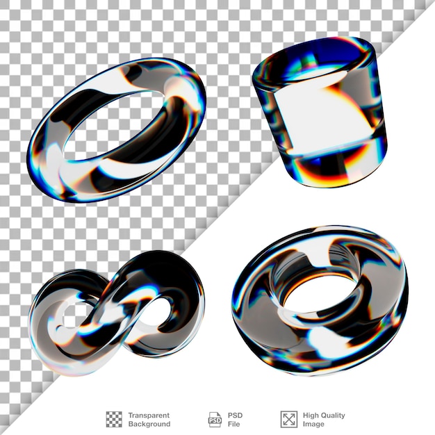 Cilindro infinito de formas 3D transparentes de toroides
