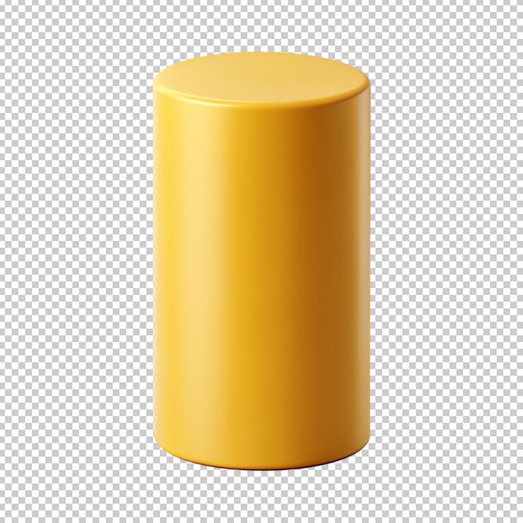 PSD cilindro plano amarelo em fundo transparente