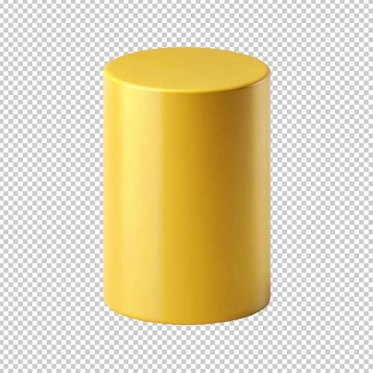 PSD cilindro plano amarelo em fundo transparente