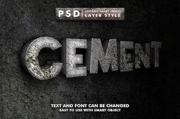 Ciment 3d Effet De Texte Réaliste Psd Premium