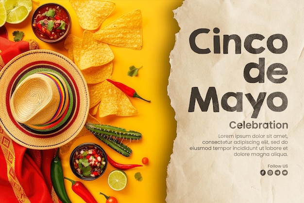 PSD cinco de mayo banner template and social media post