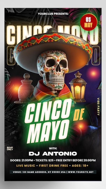 PSD cinco de mayo instagram-geschichten-flyer