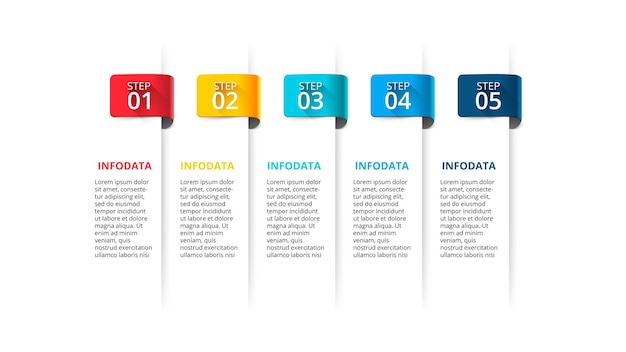 Cinco listras para linha do tempo ou conceito de menu Modelo de design infográfico criativo