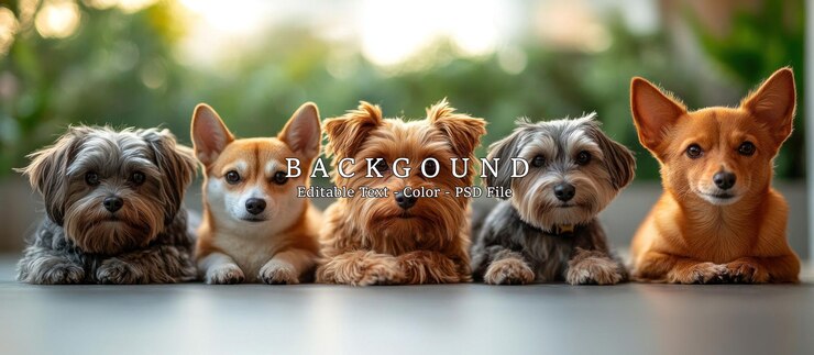 PSD cinco perros adorables