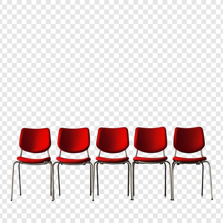 PSD cinco sillas rojas en fila un diseño interior minimalista