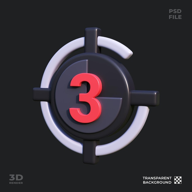 PSD cinema countdown 3d-icon-illustration perfekt für das ui-design des kino-themas