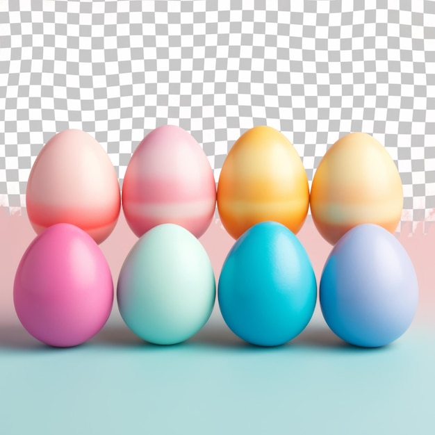 PSD cinq œufs colorés sont alignés dans une rangée