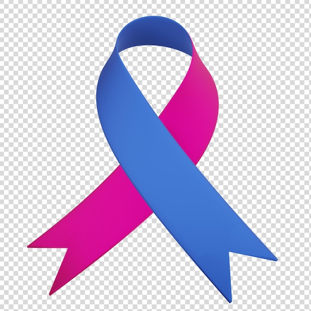 PSD cinta 3d en color azul y rosa para conciencia, causa y circunstancias tristes