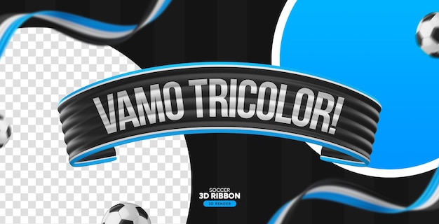 PSD cinta 3d negra y azul para el equipo de fútbol gremio