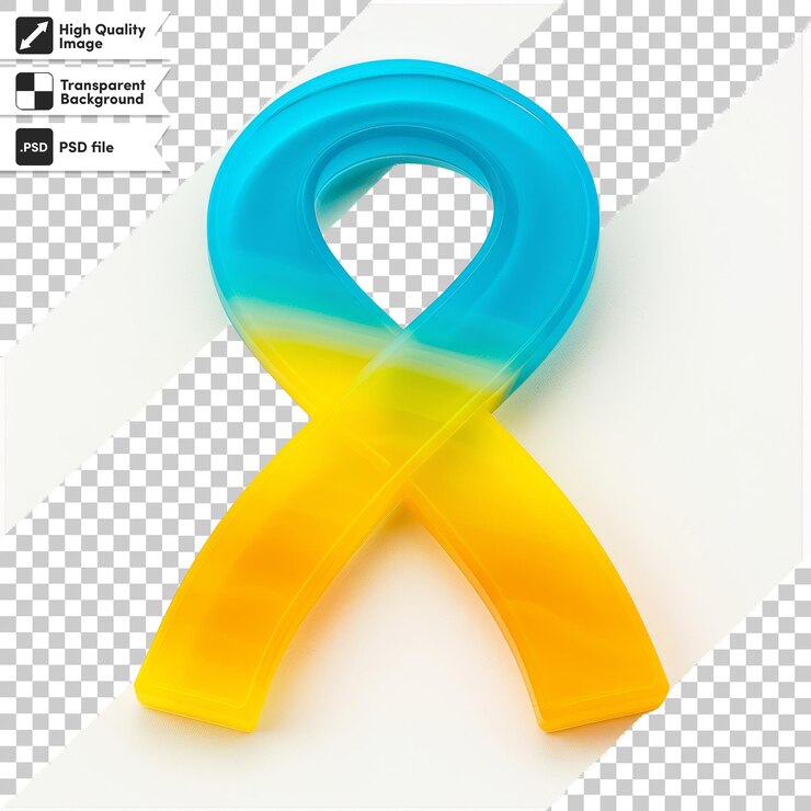 PSD una cinta amarilla y azul con una cinta azul en ella