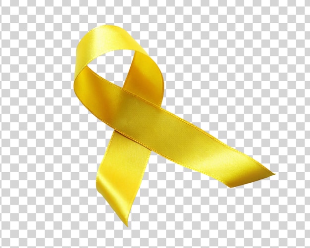 PSD cinta amarilla realista aislada sobre un fondo transparente símbolo del día mundial del cáncer