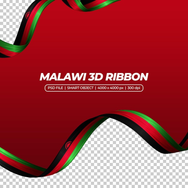 cinta con la bandera de Malawi en color 3d