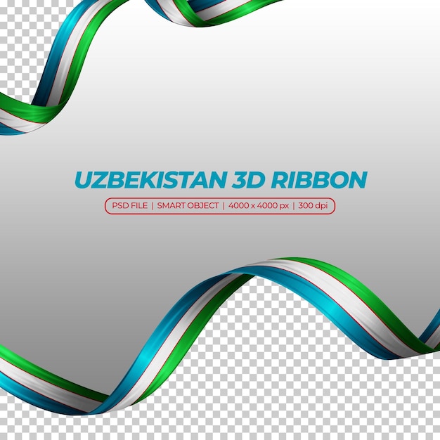 Cinta con bandera de uzbekistán color 3d