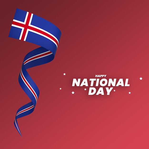 PSD cinta de banner del día de la independencia nacional de diseño de elemento de bandera de islandia psd