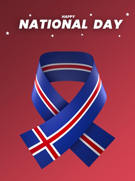 PSD cinta de banner del día de la independencia nacional de diseño de elemento de bandera de islandia psd