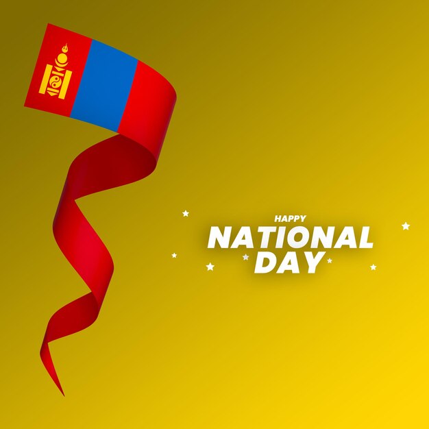 Cinta de banner del día de la independencia nacional de diseño de elemento de bandera de mongolia psd