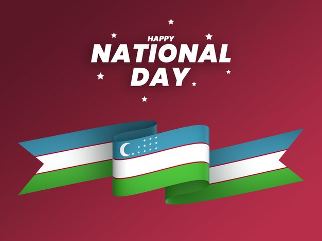 PSD cinta de banner del día de la independencia nacional de diseño de elemento de bandera de uzbekistán psd