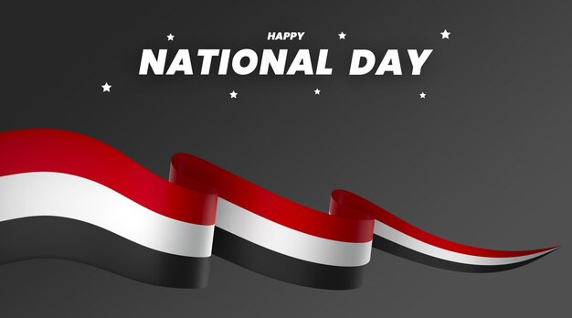 PSD cinta de banner del día de la independencia nacional de diseño de elemento de bandera de yemen psd