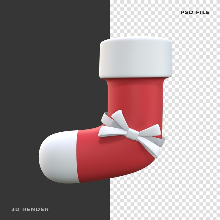 PSD cinta de calcetines de navidad 3d sobre fondo transparente