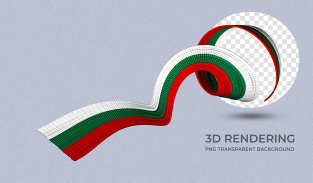 Cinta con colores de la bandera de bulgaria representación 3d fondo transparente