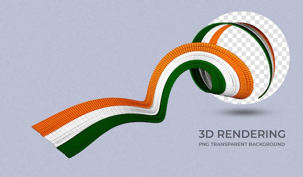 PSD cinta con colores de la bandera de la india representación 3d fondo transparente