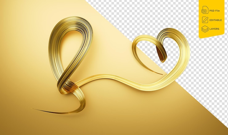 PSD cinta de oro como símbolo de la conciencia del cáncer infantil corazón hecho con cinta de oro ilustración 3d