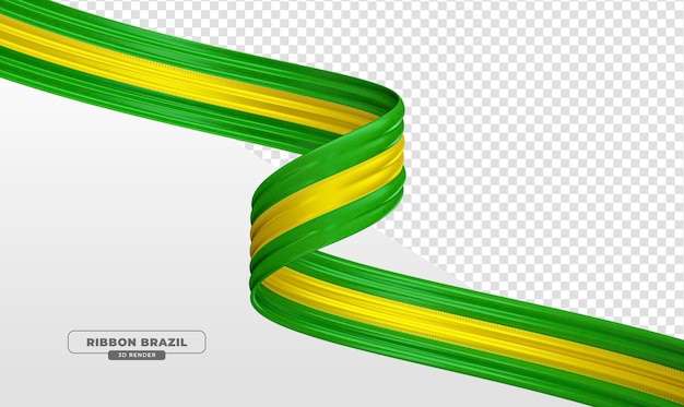 PSD cinta realista con los colores de la bandera de brasil en 3d render