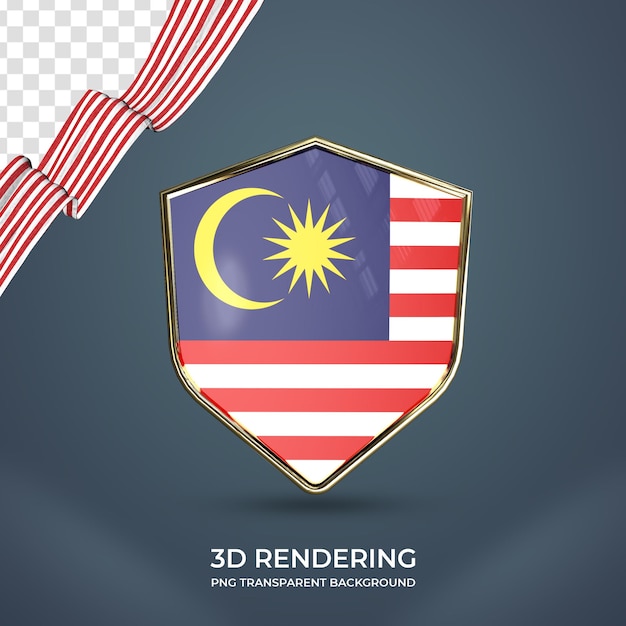 Cinta realista con fondo transparente de renderizado 3d de bandera de malasia