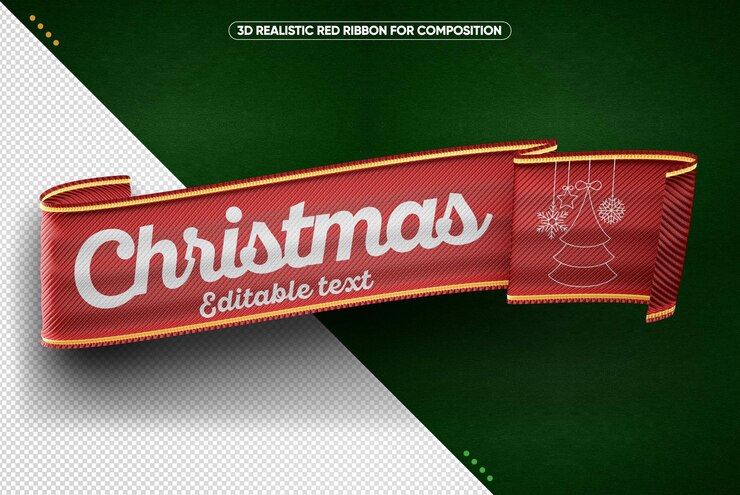 PSD cinta realista roja 3d feliz navidad para maquillajes