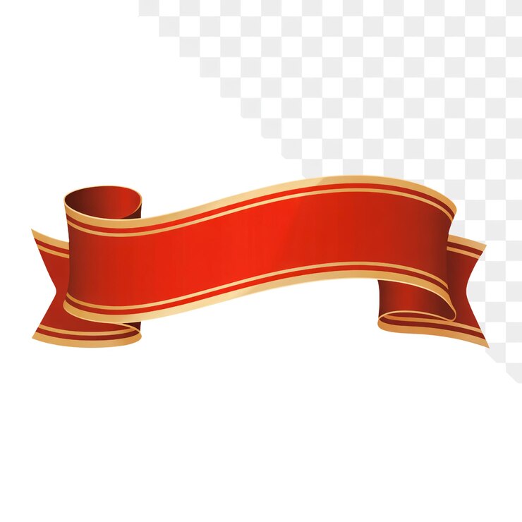 PSD cinta roja con adornos de oro