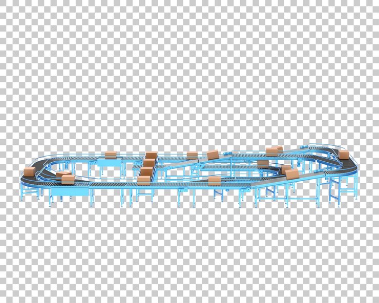 PSD cinta transportadora aislada sobre fondo transparente ilustración de renderizado 3d